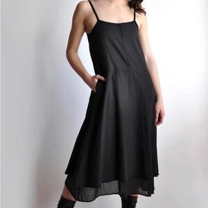 NOCTEX Ferrara linen Black Spaghetti Strap Dress size 1X